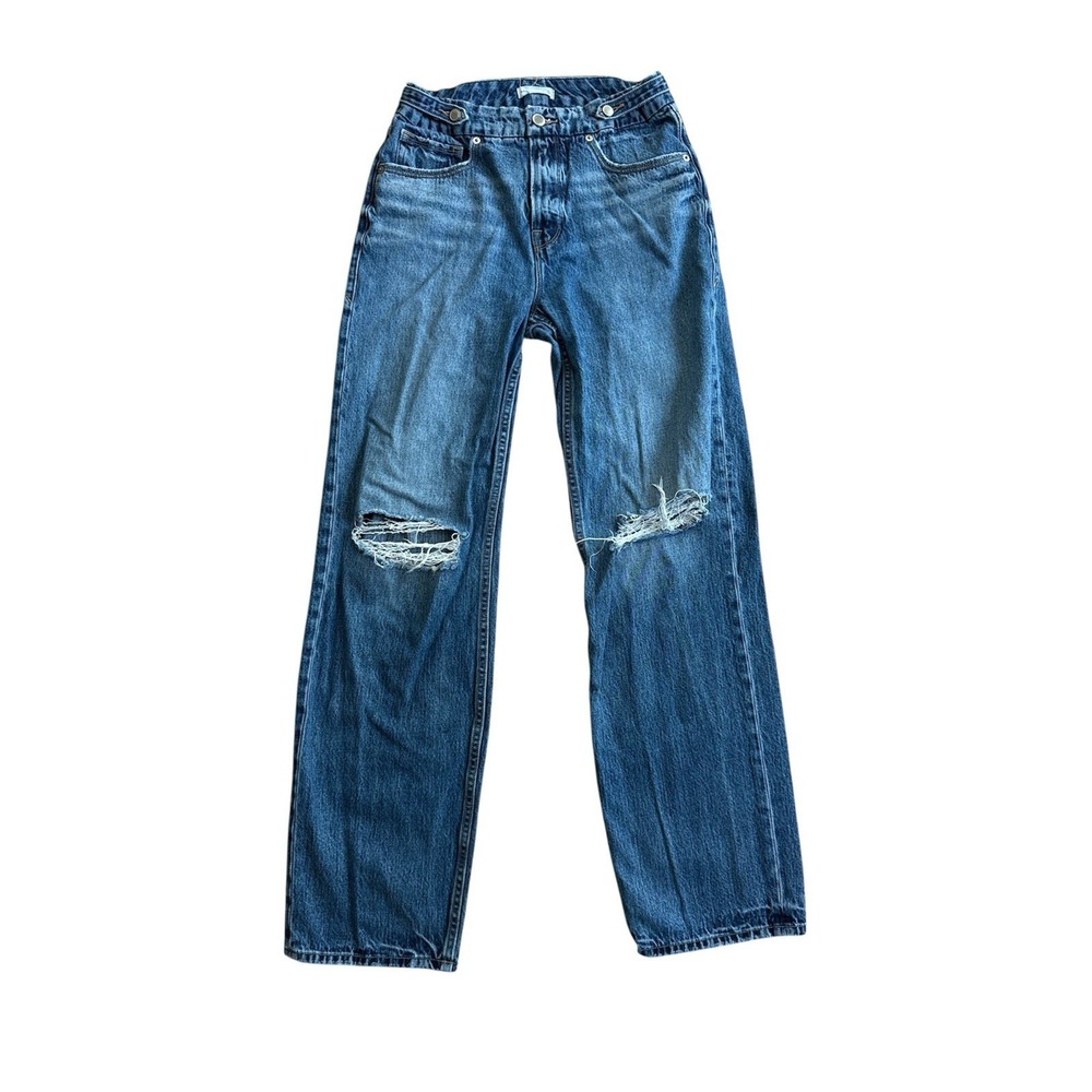 Good American Good '90S Jeans GNIT79RT 00/24 BLUE696 Inseam 31" Adjustable Waist